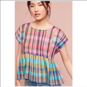 Holding Horses Mina Anthropologie Plaid Top